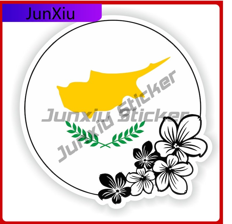 Car Accessories Cyprus - Autocollants de fleur de drapeau rond