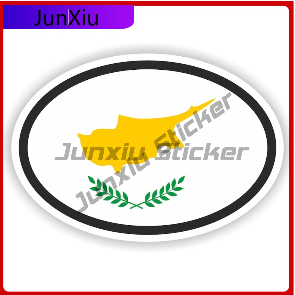 Car Accessories Cyprus - Autocollant ovale drapeau chypre, décalcomanies imperméables,