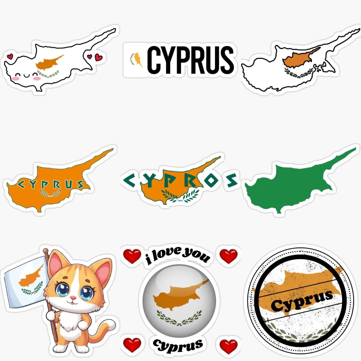 Car Accessories Cyprus - Autocollants imperméables de carte de drapeau