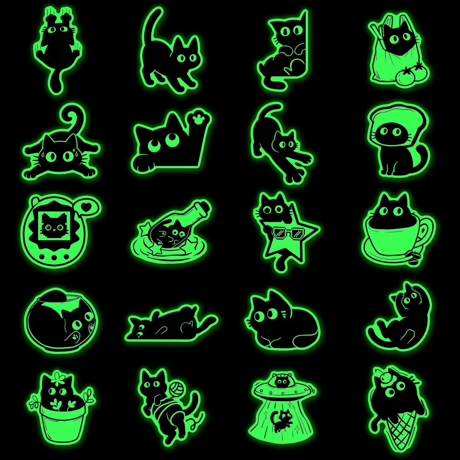 20 autocollants chat noir phos - Car Accessories List avis et prix