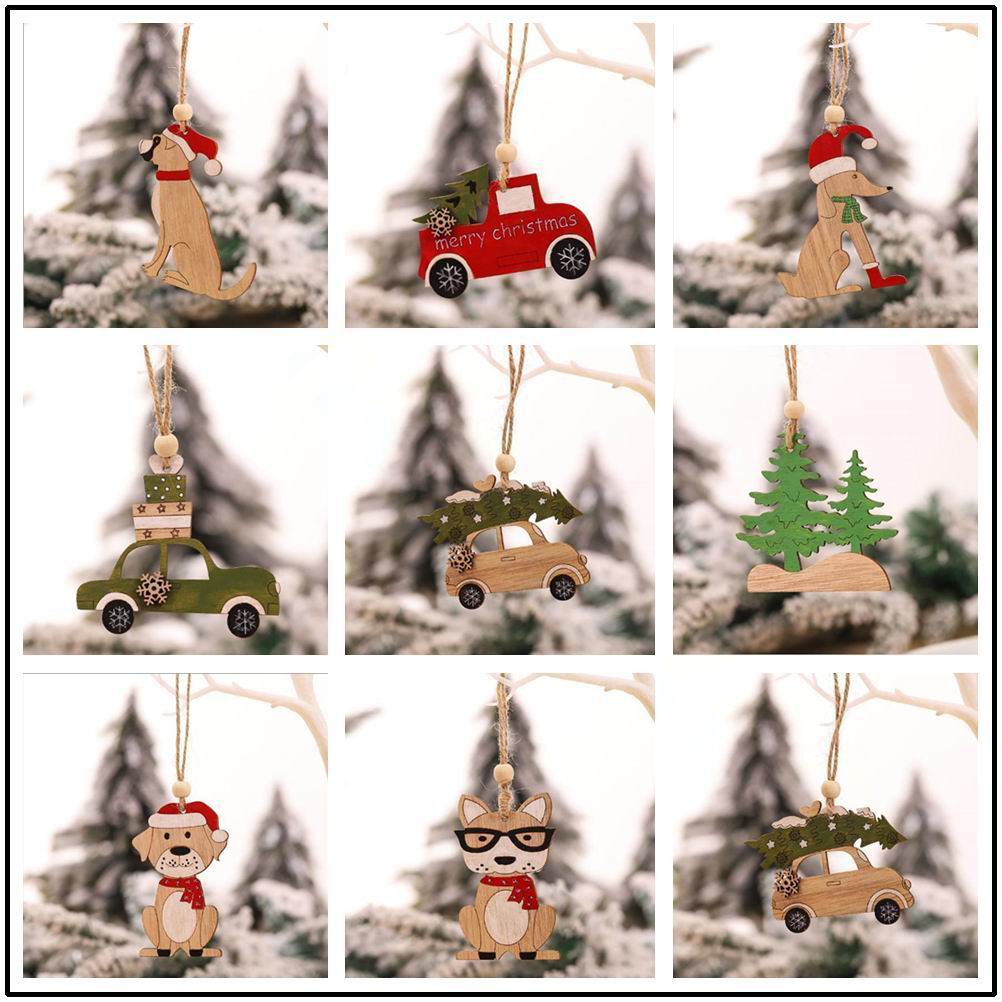 Pendentif de noël en bois, 8 p - Car Accessories Xmas Gifts avis et prix