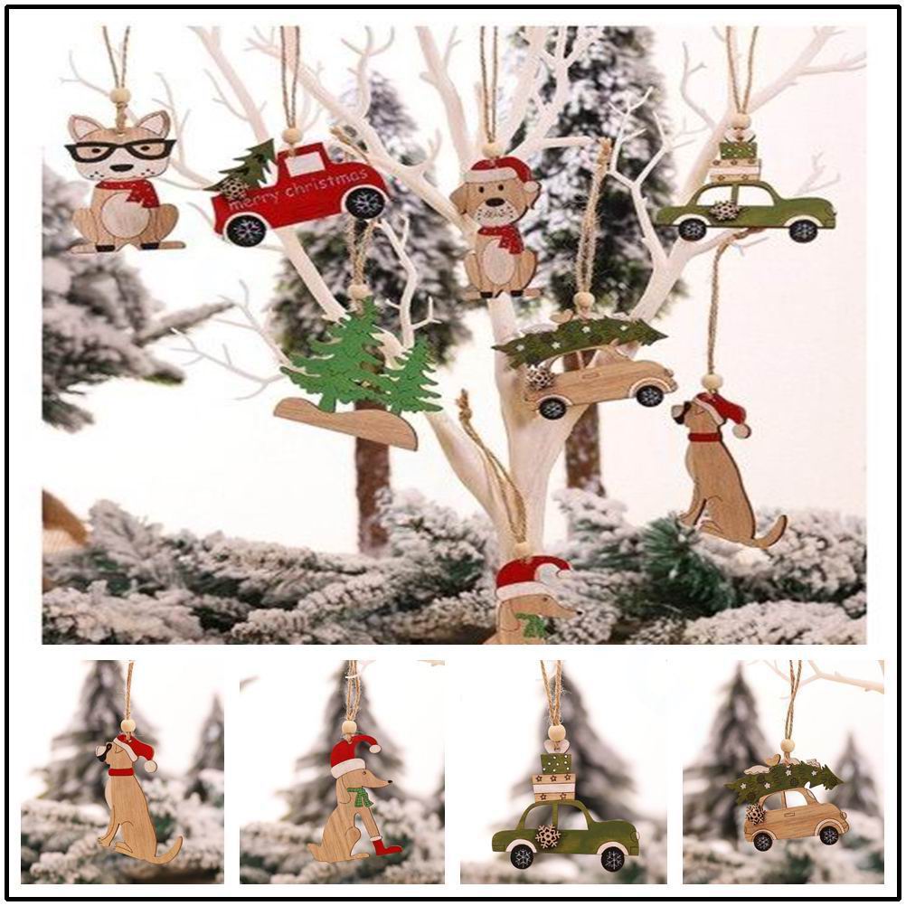 Pendentif de noël en bois, 8 p - Car Accessories Xmas Gifts avis et prix
