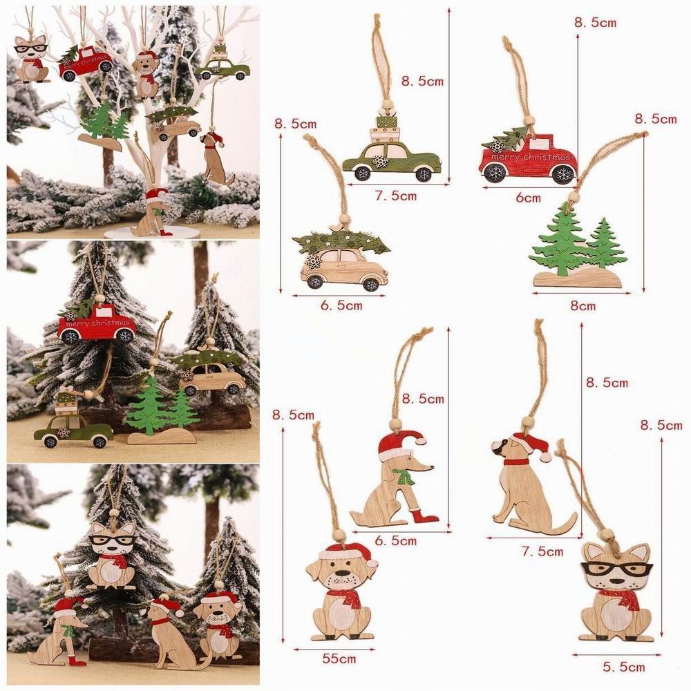 Pendentif de noël en bois, 8 p - Car Accessories Xmas Gifts avis et prix